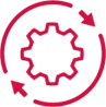 Red cog wheel icon